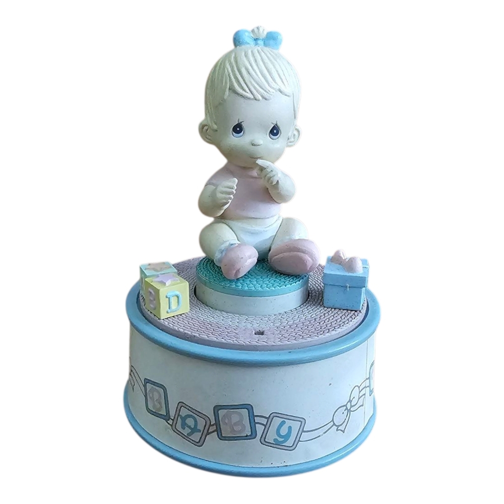 Precious Moments Enesco "Toyland" Wind Up Music Box - Blonde Baby - Works